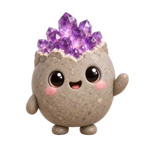 Bud, a little rock with an amethyst geode on top