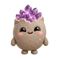 Bud, a little rock with an amethyst geode on top